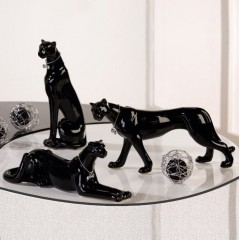 Декоративные фигуры "Три пантеры", фарфор, 23-28 см
